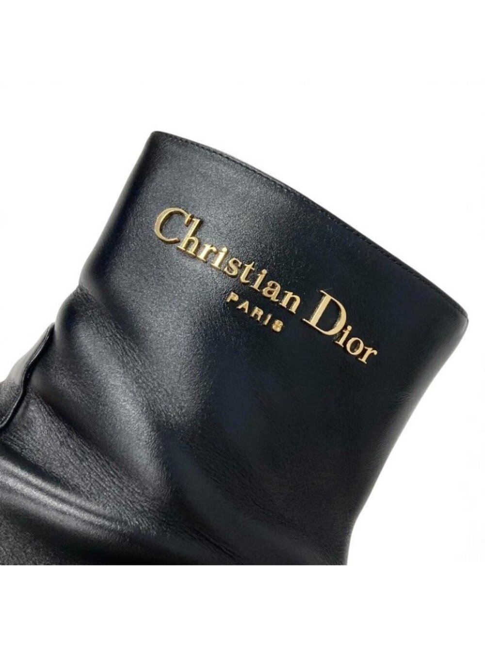 Dior D-town Short Boots Shoes Leather Black Gold Logo - Picture 9 of 10